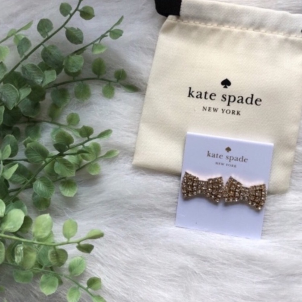 Kate Spade Gold Sparkling Bow Stud Earrings